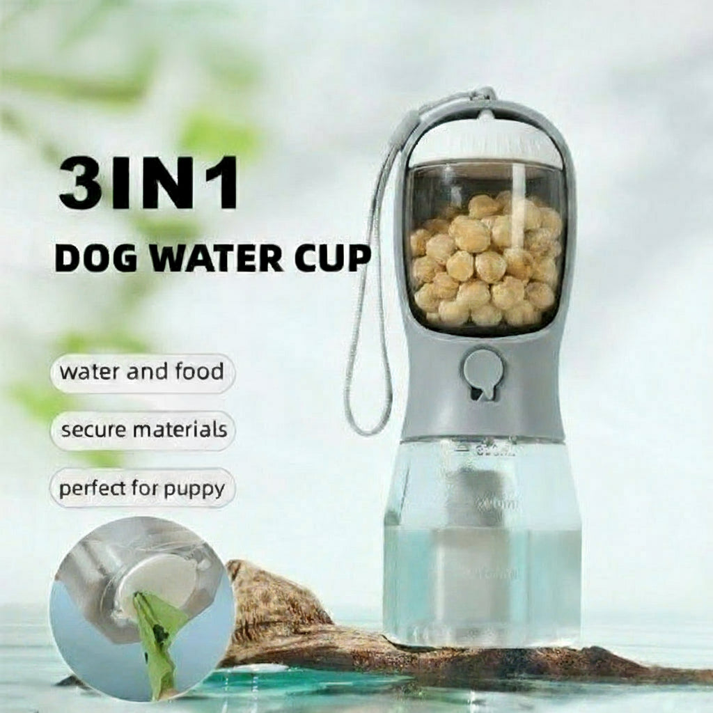 Aurico™ 3-in-1 Pet Water Cup — Portable Water, Food & Waste Bag Dispenser